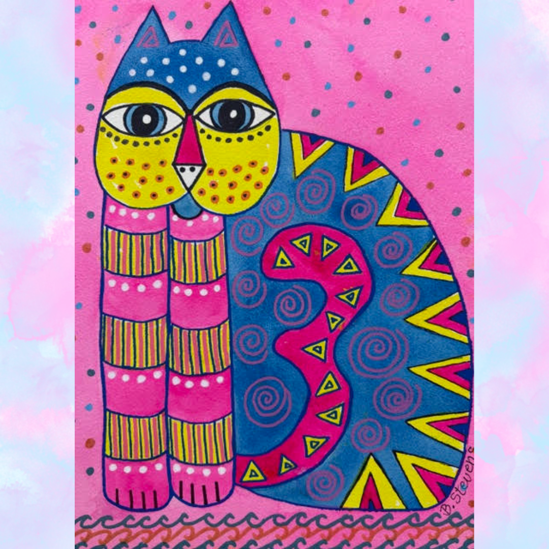 may 19th whimsical cat painting